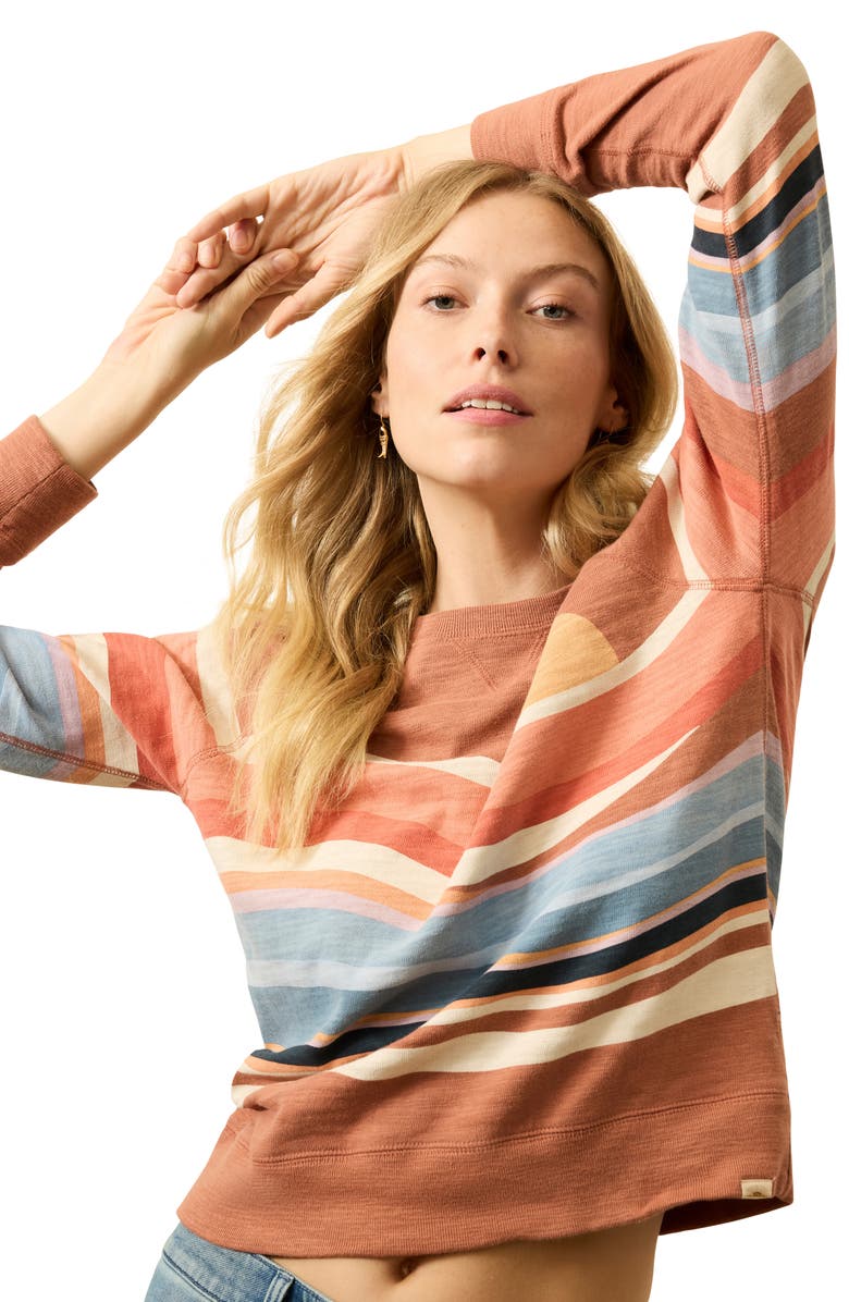 Faherty Print Slub Organic Cotton Sweatshirt, Alternate, color, Autumn Spritz Soleil