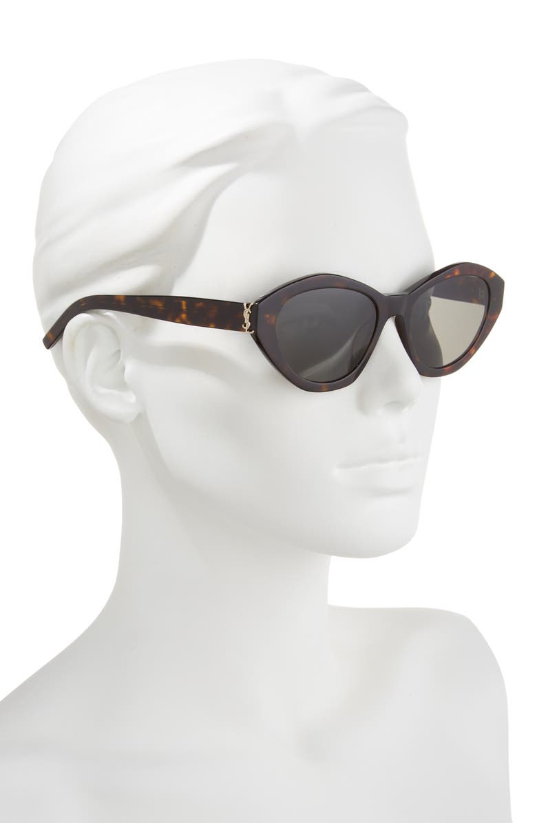 Saint Laurent 54mm Cat Eye Sunglasses, Alternate, color, Havana Havana Grey