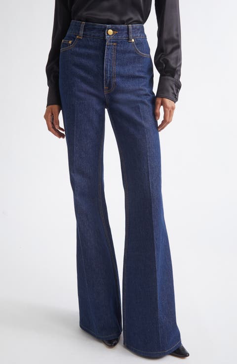 High Waist Slim Stretch Denim Flare Jeans