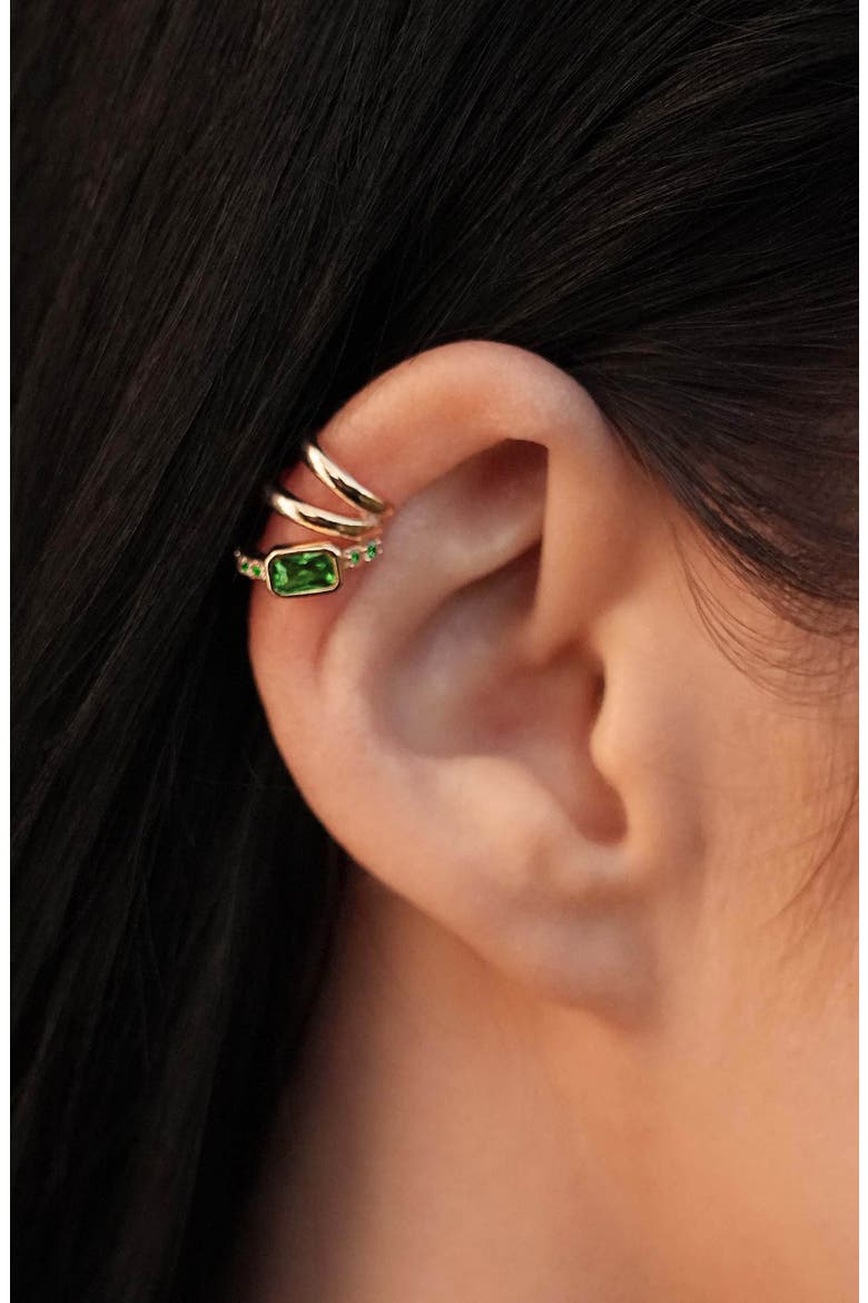 Single Cluster Ear Cuff, Alternate, color, GREEN