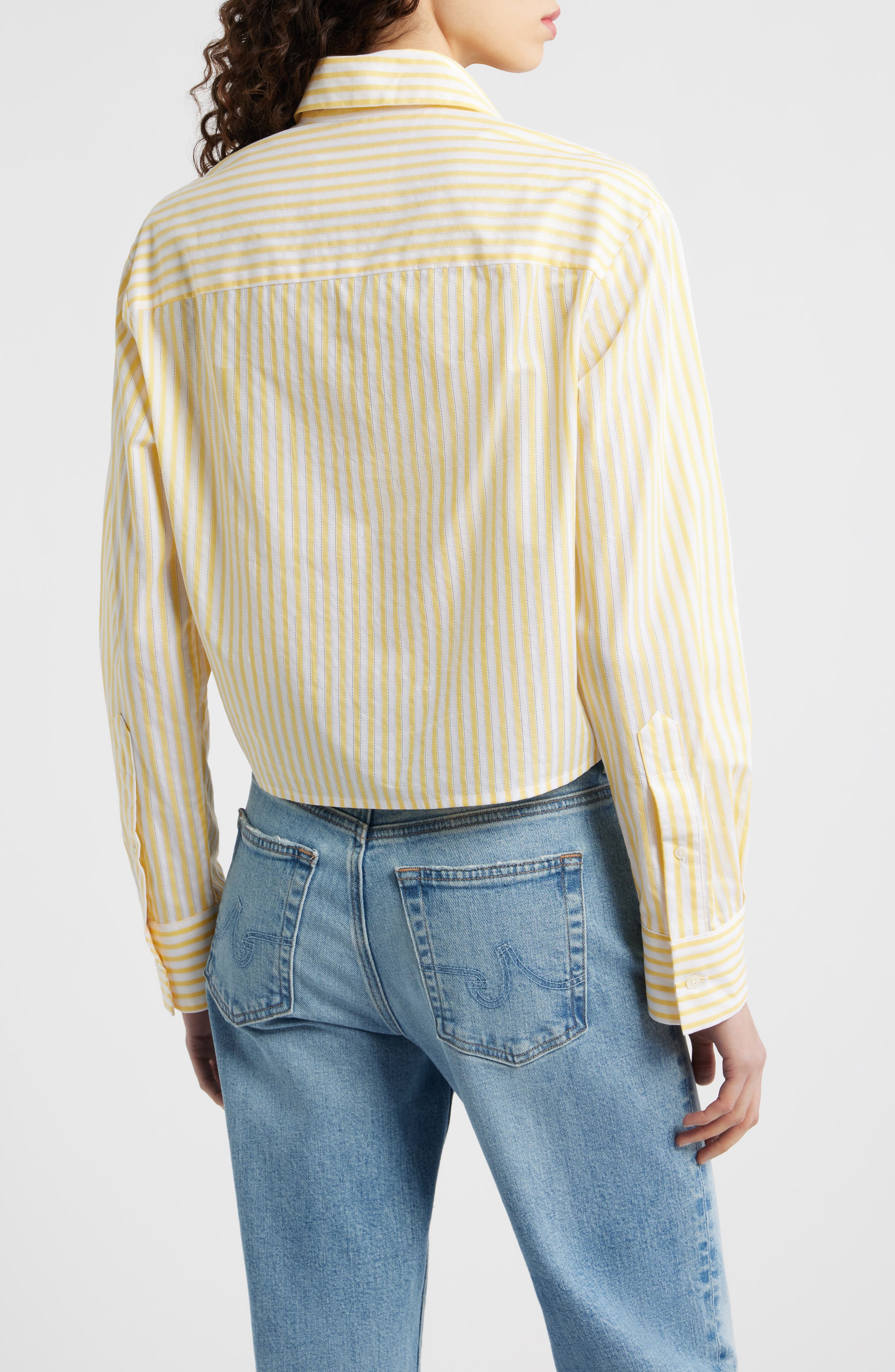 Stripe Asymmetric Cotton Button-Up Shirt - image 2