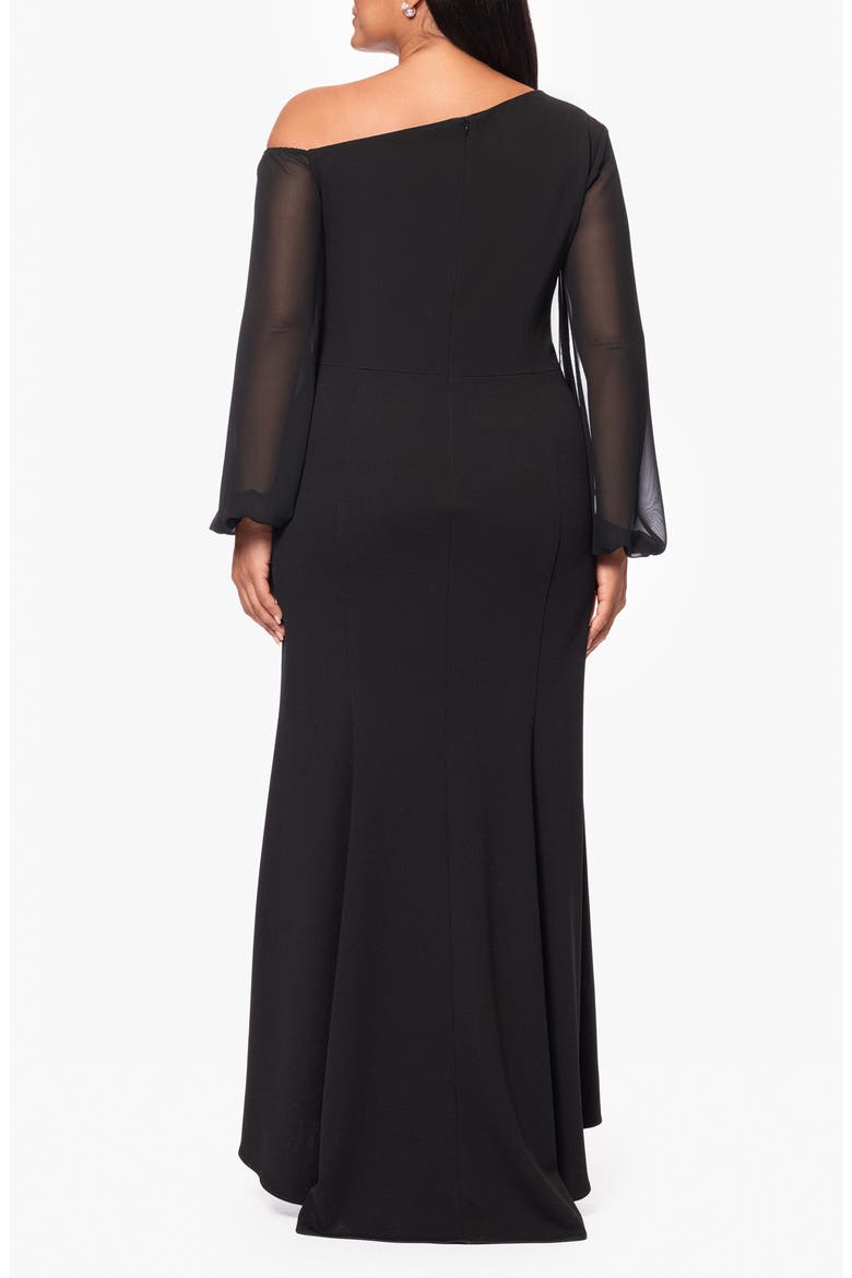 Off the Shoulder Long Sleeve Gown, Alternate, color, BLACK