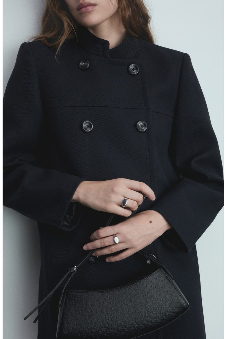 Cotton Blend Peacoat, Alternate, color, DARK NAVY