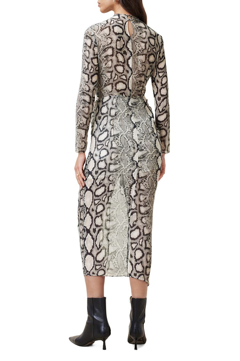 Rizo Snakeskin Print Long Sleeve Dress, Alternate, color, FLOW ECRU WHITE