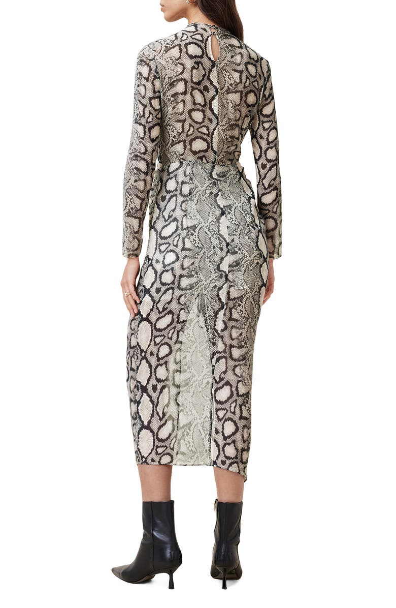 AllSaints Rizo Snakeskin Print Long Sleeve Dress, Alternate, color, 