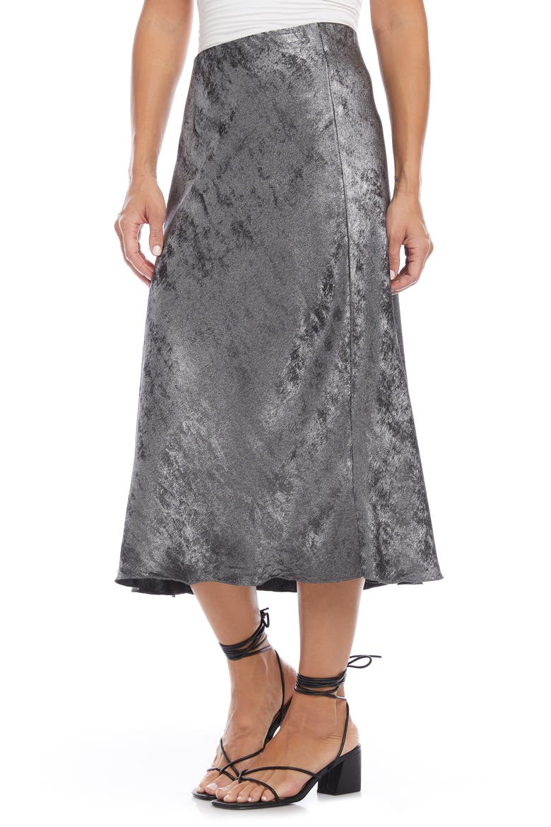 Metallic Bias Cut Midi Skirt, Alternate, color, MTLC