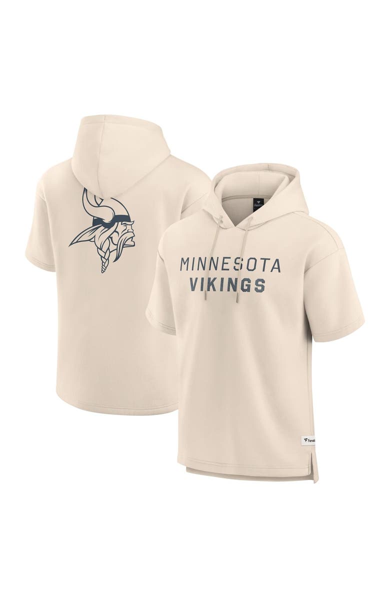 FANATICS Men's Fanatics Cream Minnesota Vikings Elements Future Ground Lettering Short Sleeve Pullover Hoodie, Main, color, Cream