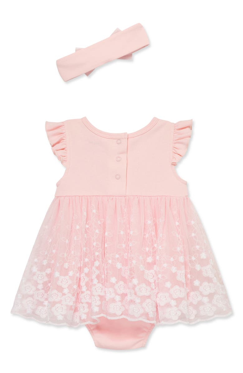 Little Me Floral Border Skirted Bodysuit & Headband Set, Alternate, color, 