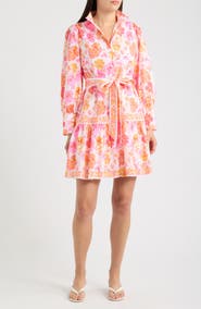 Lilly Pulitzer® Drena Print Tie Waist Long Sleeve Dress