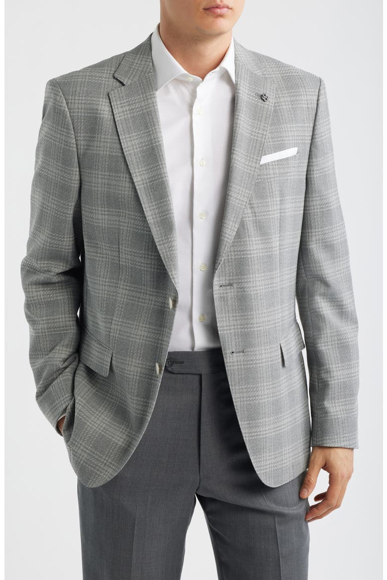 Hutson Slim Fit Grey Plaid Sport Coat, Main, color, OPEN GREY