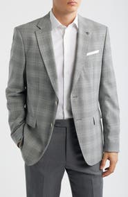BOSS Hutson Slim Fit Grey Plaid Sport Coat