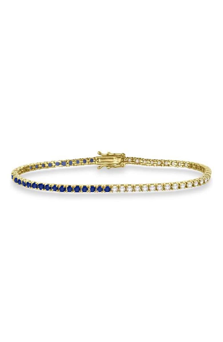 ALLUREZ Lab Grown Diamond & Blue Sapphire Eternity Tennis Bracelet 14K, Main, color, Yellow Gold