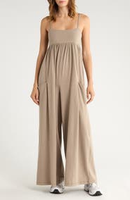 Free People FP Movement Hot Shot Strappy Stretch Cotton Jumpsuit