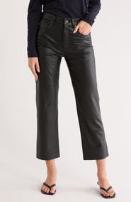 AG High Waist Crop Straight Leg Faux Leather Pants