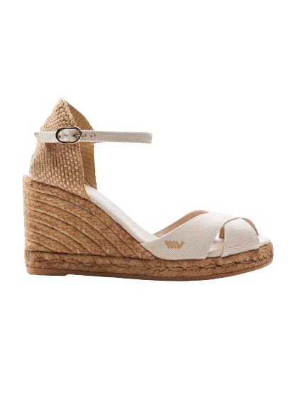 Viscata Aiguafreda Canvas Espadrille Sandal Wedges In Beige