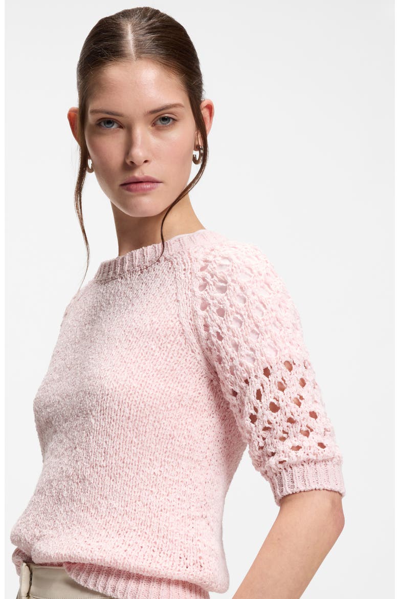 Fanuka Openwork Detail Sweater, Alternate, color, OCEAN ROSE
