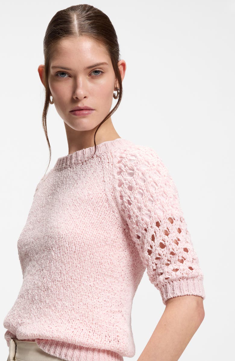 BOSS Fanuka Openwork Detail Sweater, Alternate, color, Ocean Rose