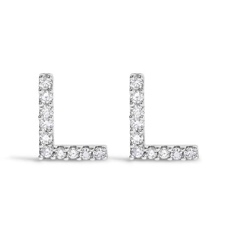 10K Gold 1/10 Cttw Diamond Initial "A" to "Z" Stud Earring