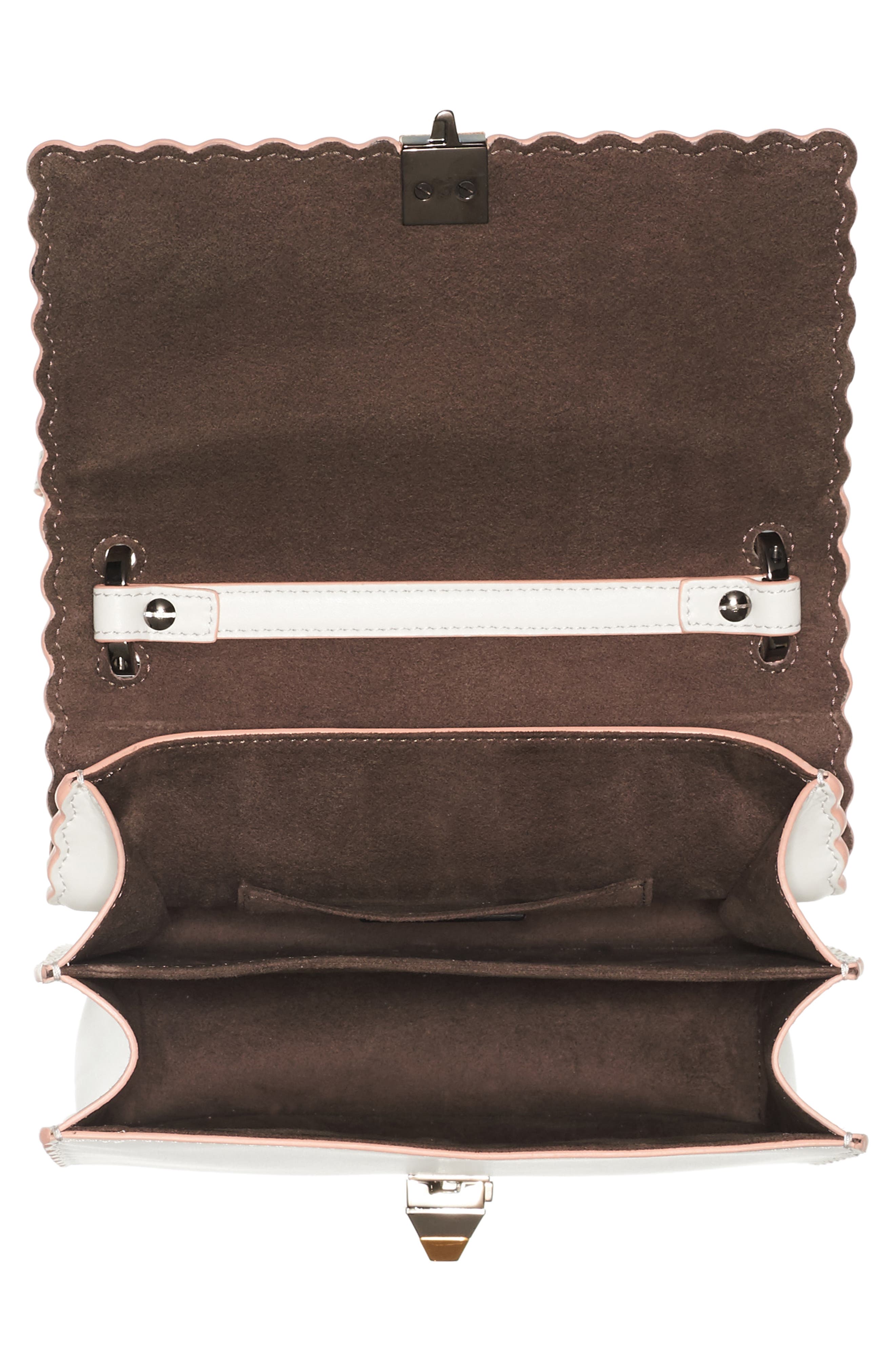 Fendi Mini Kan Scallop Genuine Snakeskin & Leather Shoulder Bag, Alternate, color, 