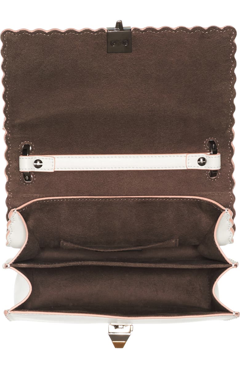 Fendi Mini Kan Scallop Genuine Snakeskin & Leather Shoulder Bag, Alternate, color,