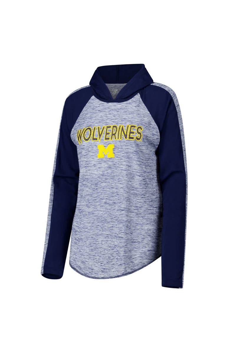 G-III 4HER BY CARL BANKS Women's G-III 4Her by Carl Banks Navy Michigan Wolverines Underdog Bling Raglan Long Sleeve Hoodie T-Shirt, Alternate, color, Navy