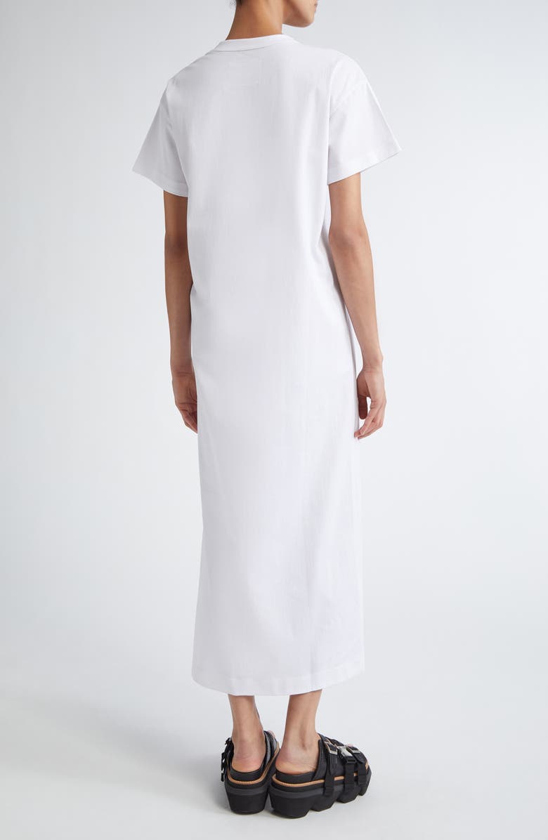 Sacai Embroidered Logo Jersey T-Shirt Dress, Alternate, color, White 101