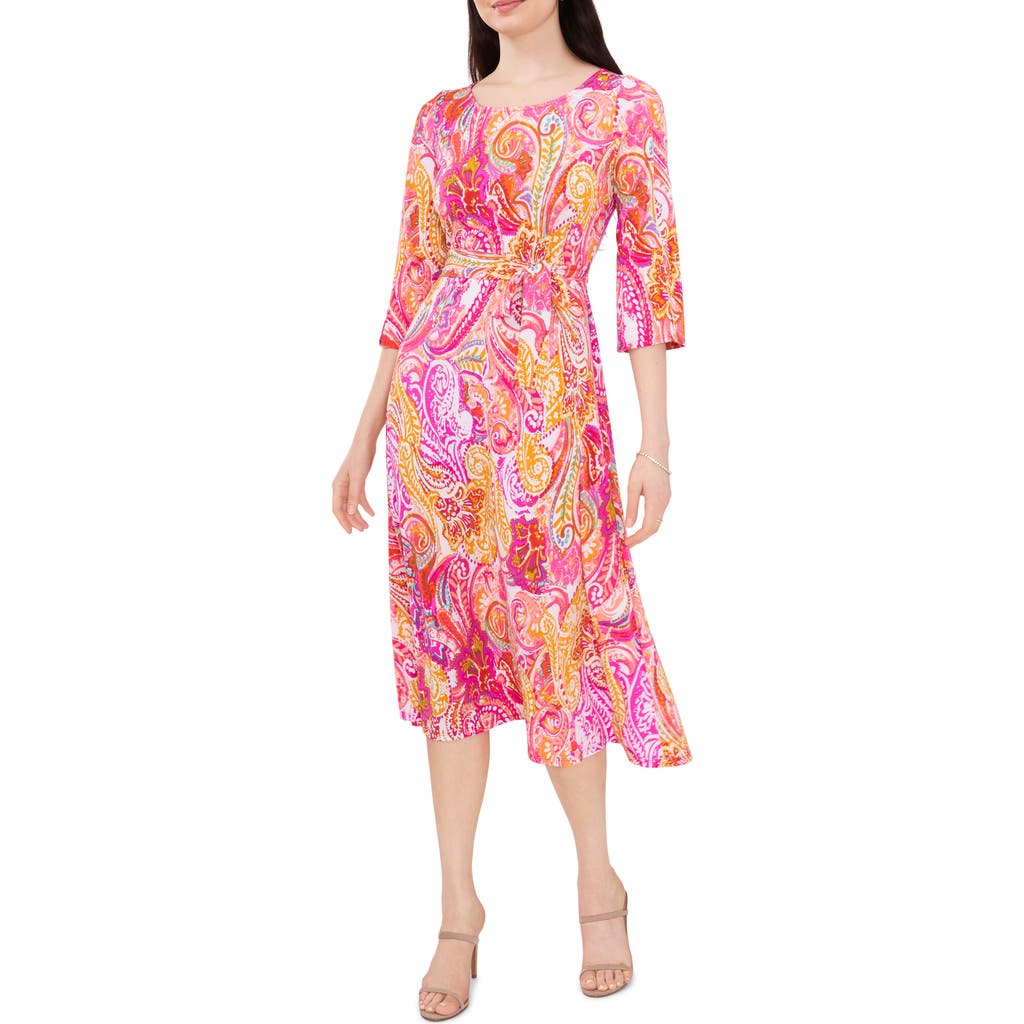 Chaus Paisley Tie Waist A-line Dress In Multi