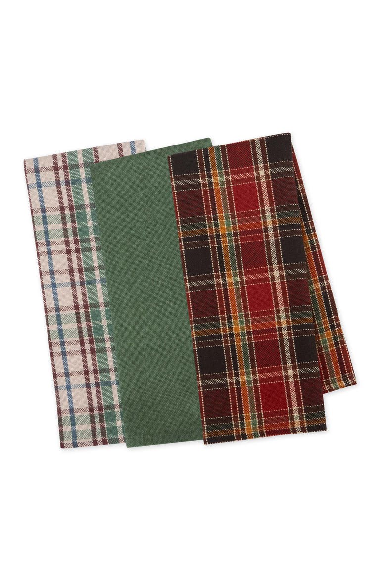 Heavyweight Essentials Dishtowel Set of 3, Alternate, color, Multi-Color Plaids