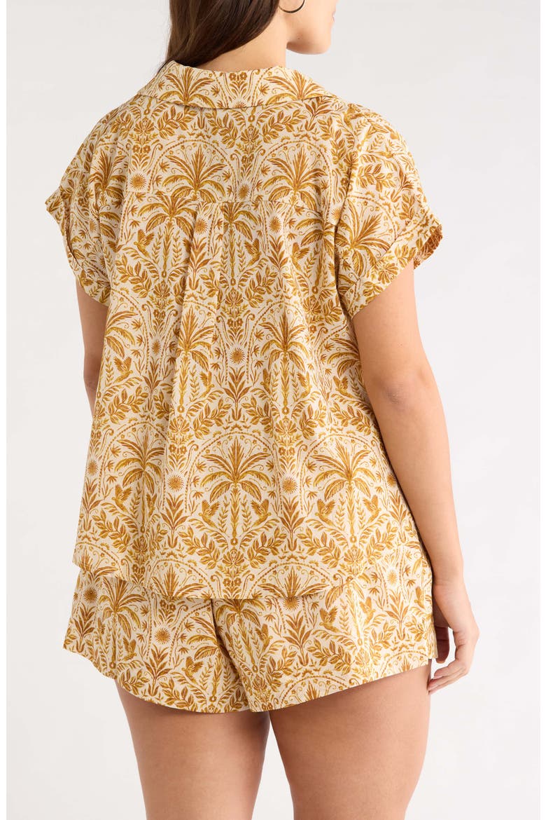 Calina Cory Tropical Print Cotton Shirt, Alternate, color, CREAM-BROWN