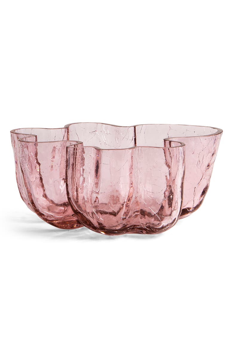 Kosta Boda Crackle Pink Glass Bowl, Main, color, Pink