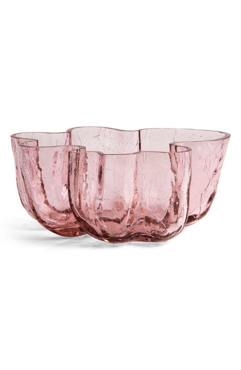 Crackle Pink Glass Bowl