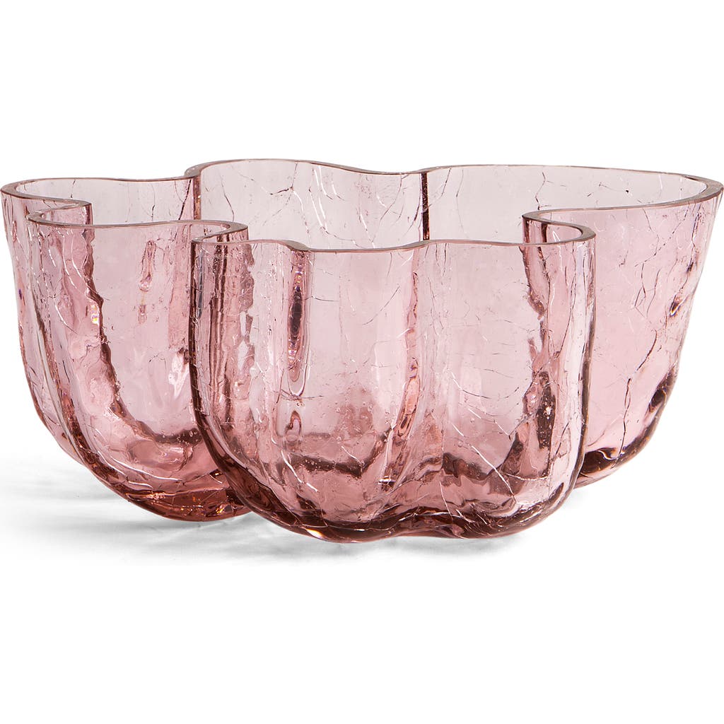 Kosta Boda Crackle Pink Glass Bowl In Pink