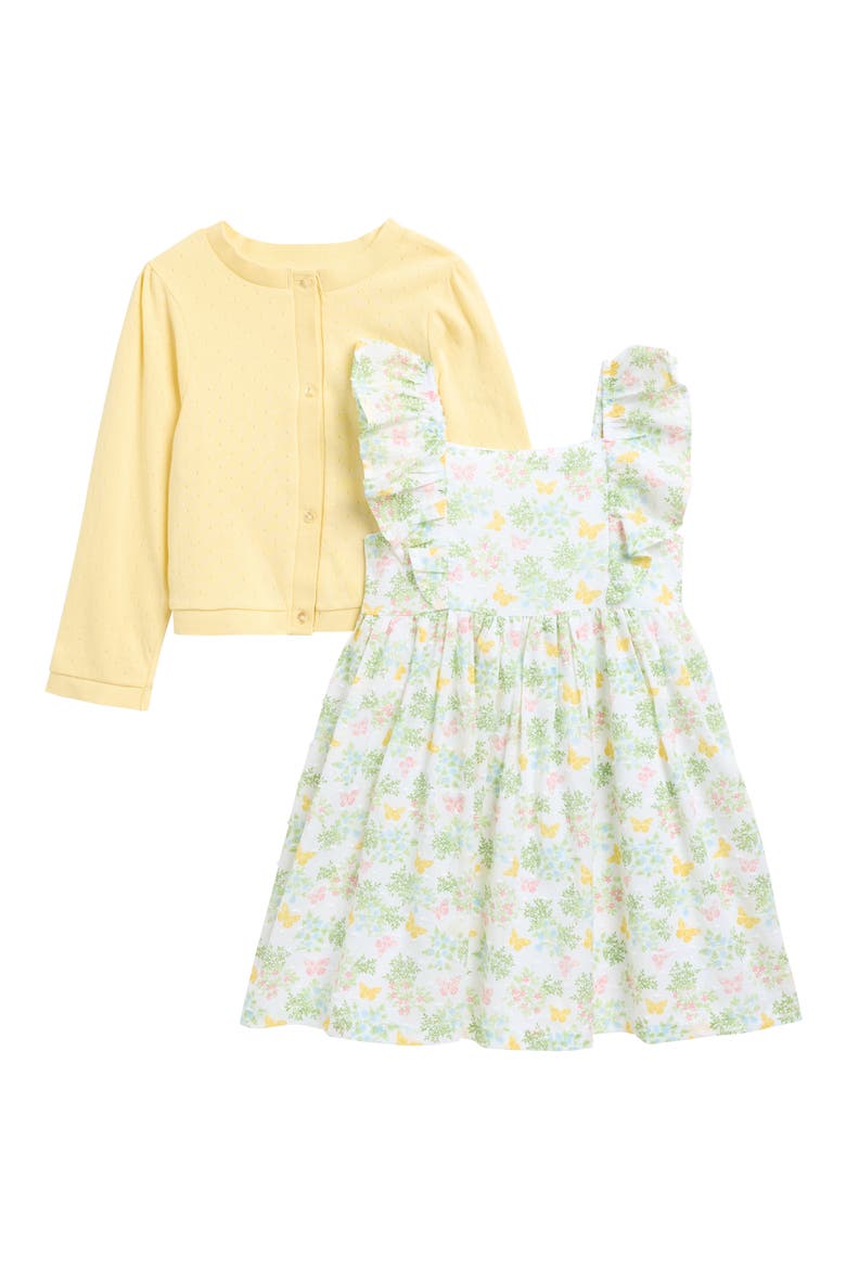 Garden Party Dress & Cardigan Set, Main, color, YELLOW