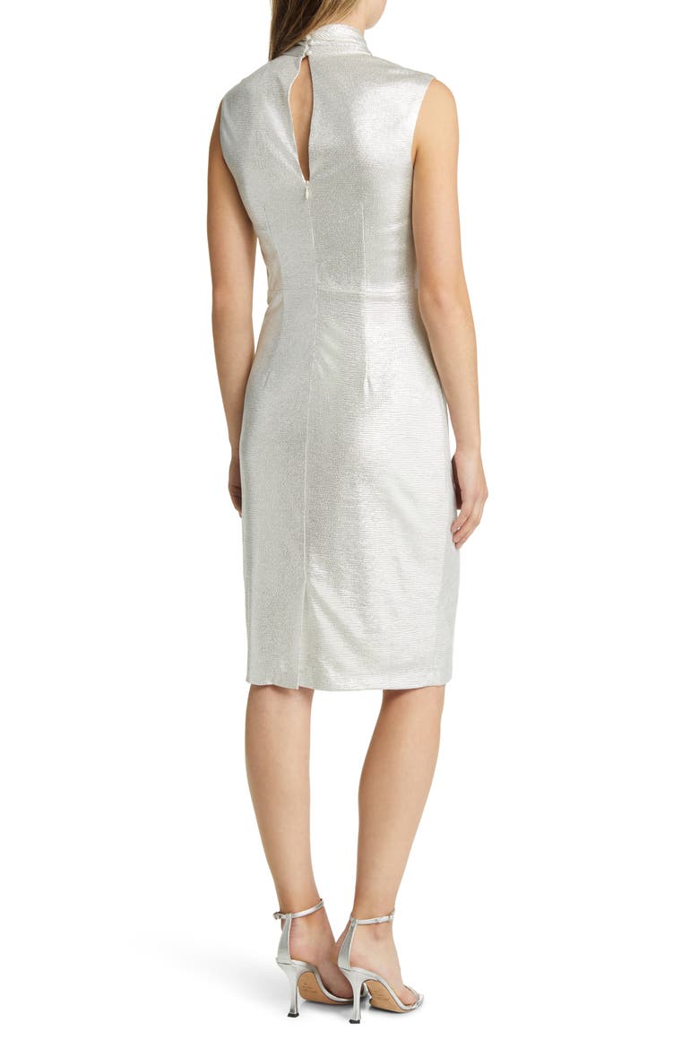 Sequin Front Twist Keyhole Midi Dress, Alternate, color, CHAMPAGNE
