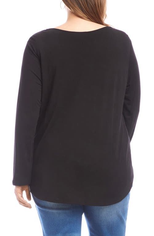 Karen Kane Floral Embellished Shirttail Top In Black