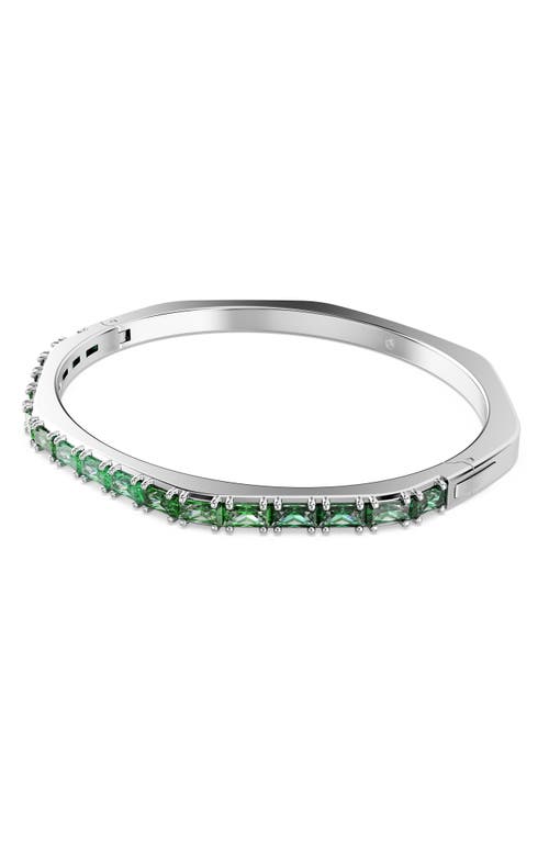 Swarovski Matrix Baguette Cut Crystal Bangle In Silver/green