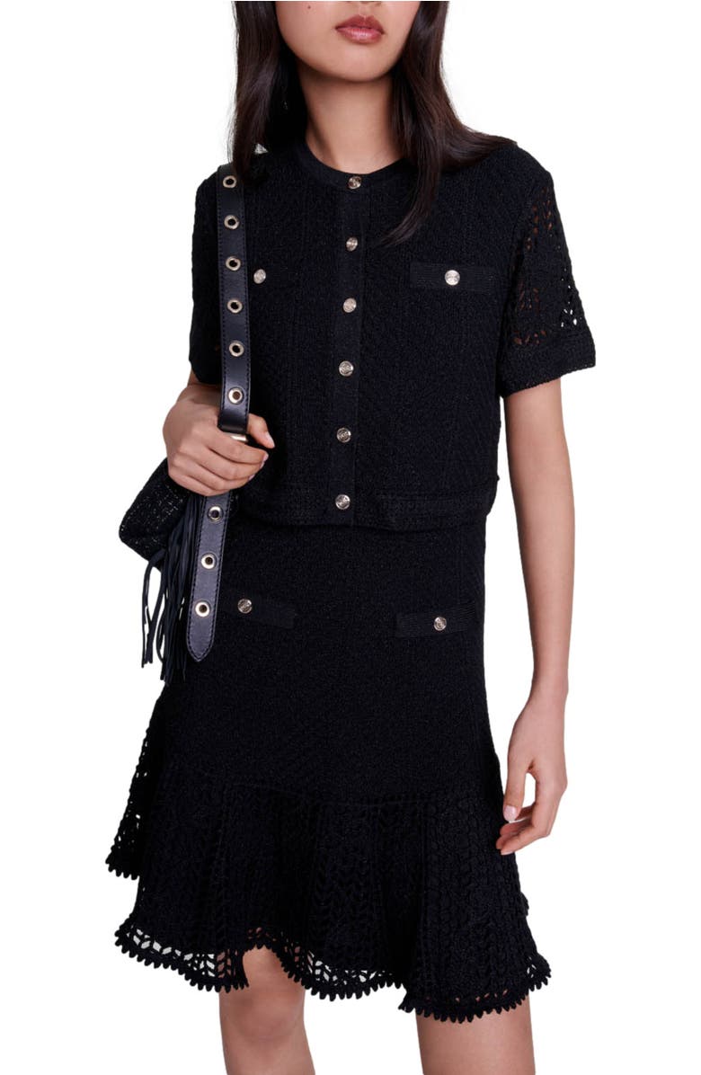 maje 2-in-1 crochet dress, Alternate, color,