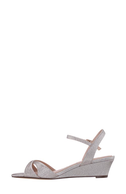 Nina Flora Ankle Strap Wedge Sandal In Platino