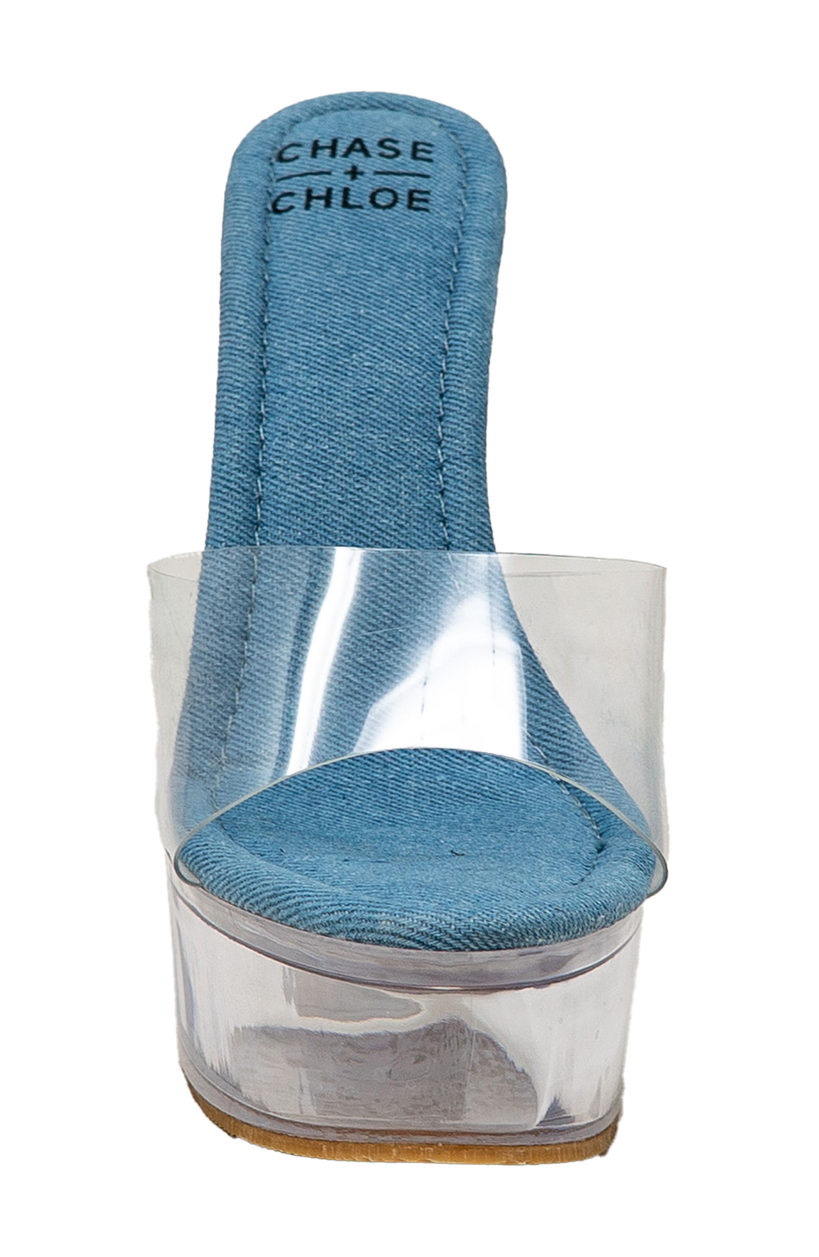 Chase & Chloe Clear Platform Mule Sandal, Alternate, color, CLEAR DENIM