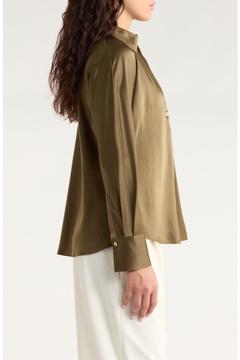 Silk Button-Up Shirt, Alternate, color, CYPRESS