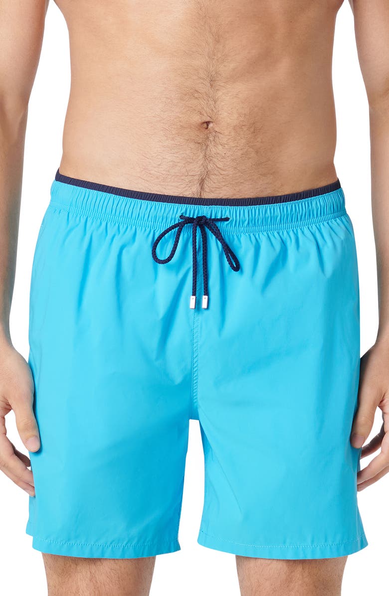 Bugatchi Quinn Swim Trunks, Main, color, Aqua