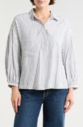 MAX STUDIO Stripe Half Button-Up Shirt