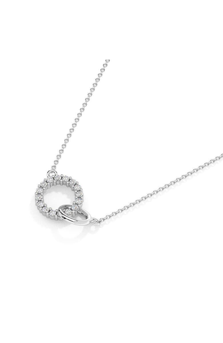 Bliss Diamond 1/3Ct Mini Duet Circle Diamond Necklace 14k Gold Pendant Lab Grown 18", Alternate, color, 14K White Gold