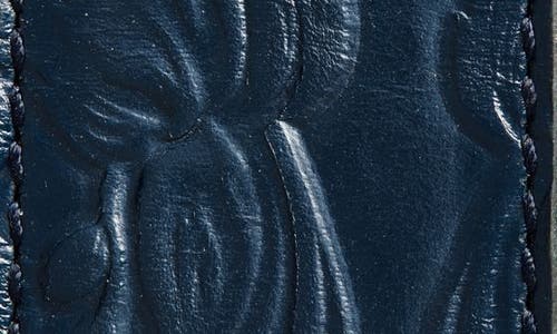 Versace Barocco Embossed Leather Belt In Blue