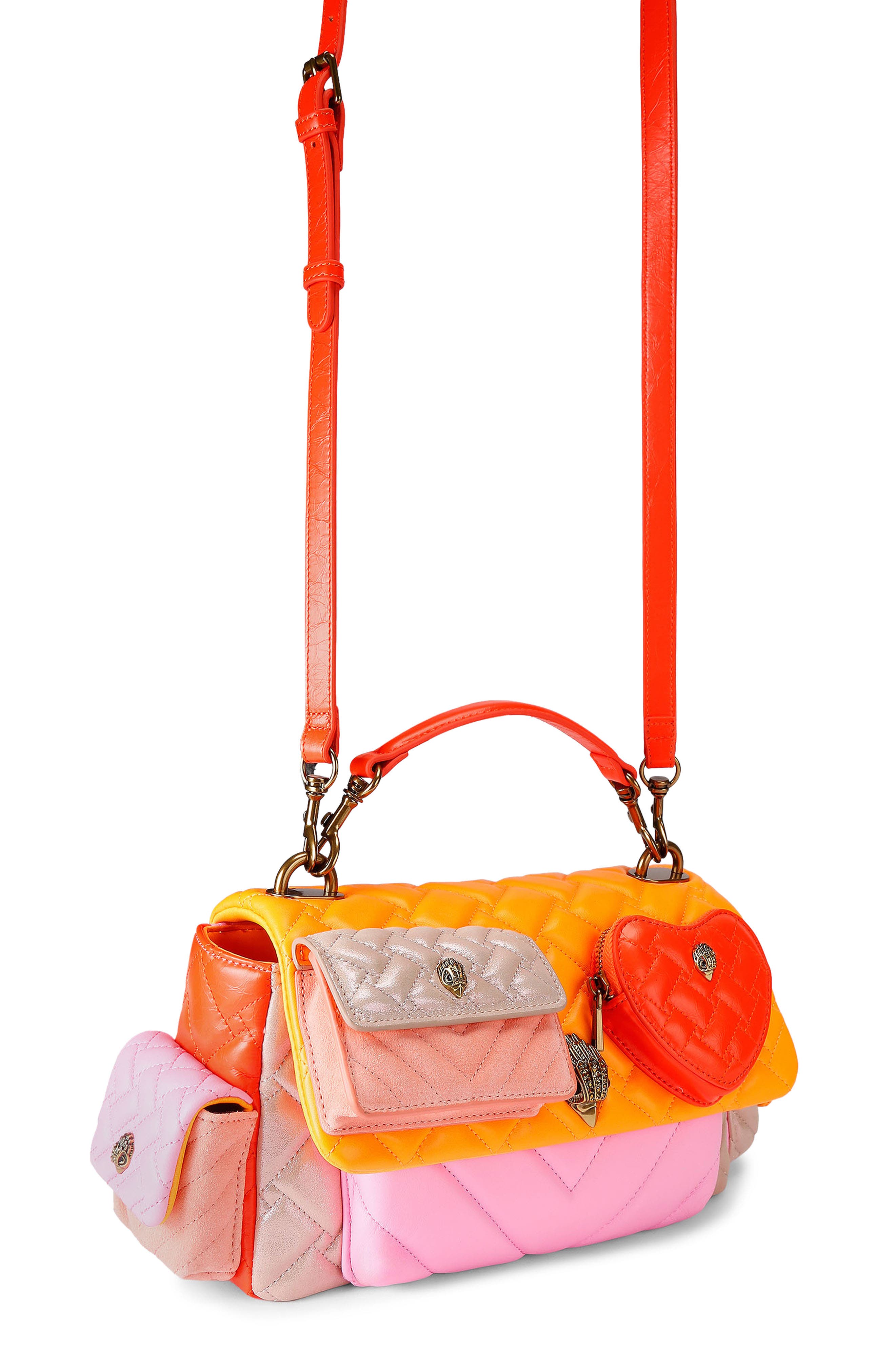 Kurt Geiger London Kensington Multipocket Quilted Leather Shoulder Bag, Alternate, color, Open Pink