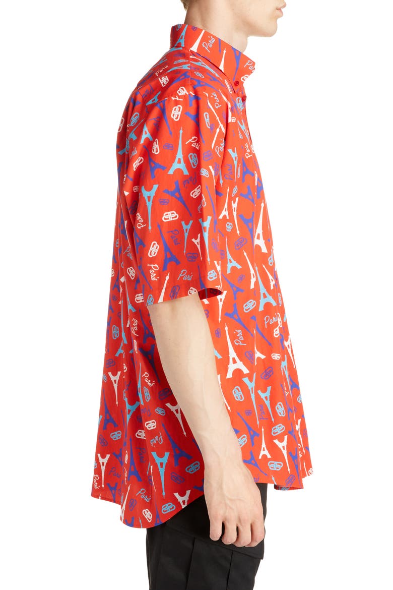 Eiffel Tower Button-Down Shirt, Alternate, color, RED
