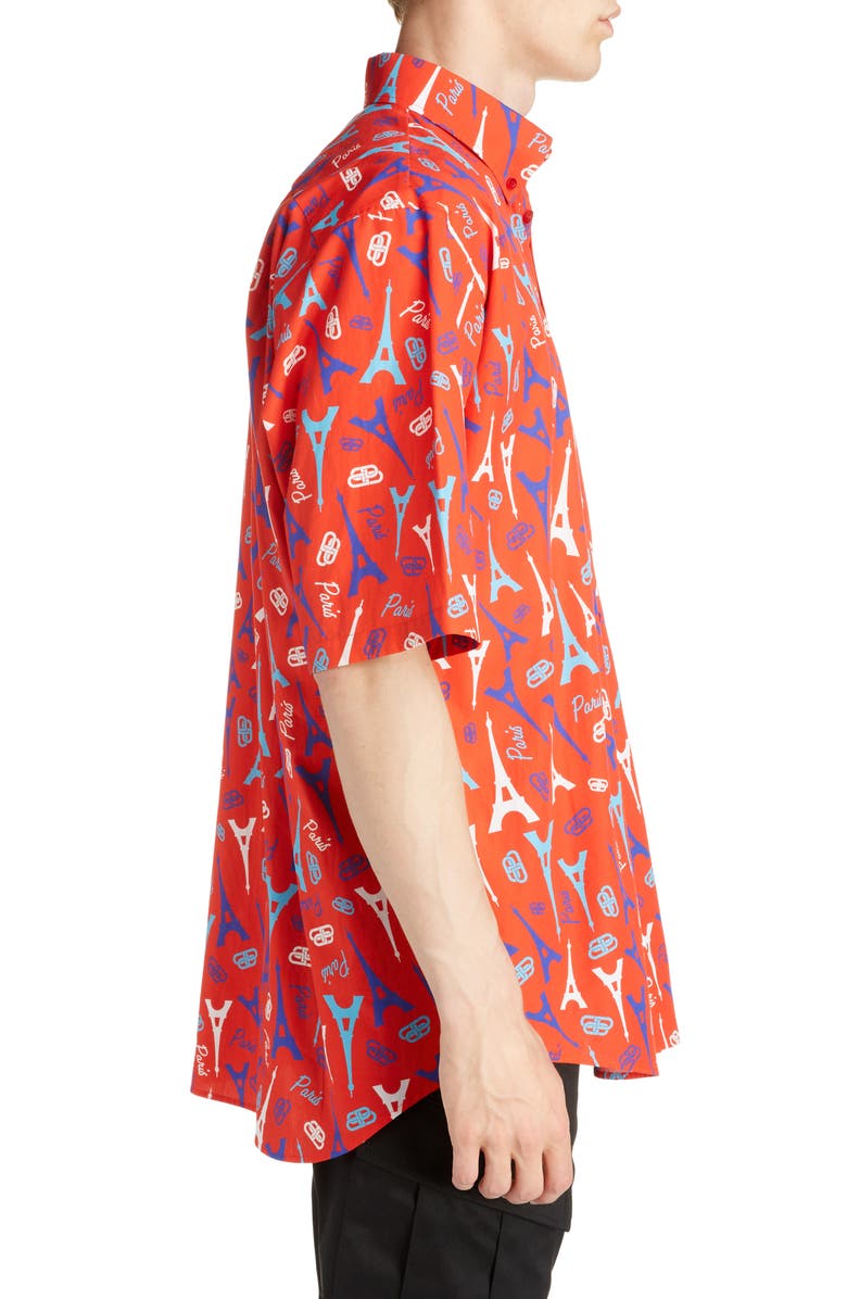 Balenciaga Eiffel Tower Button-Down Shirt, Alternate, color, 