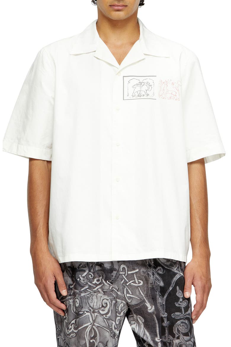 S-Brack-A-HGBS Organic Cotton Bowling Shirt, Main, color, WHITE