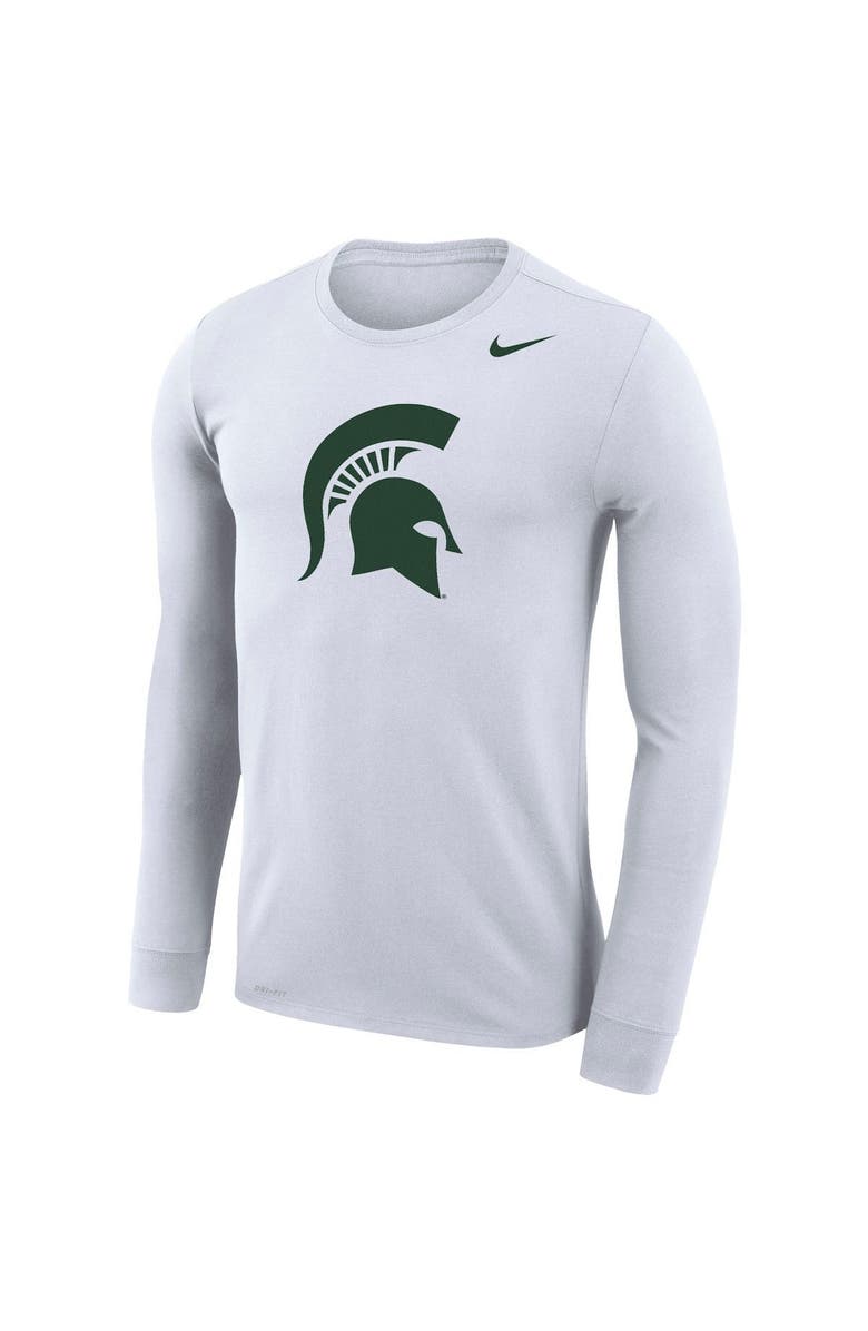 Nike Men's Nike White Michigan State Spartans School Logo Legend Performance Long Sleeve T-Shirt, Alternate, color, 
