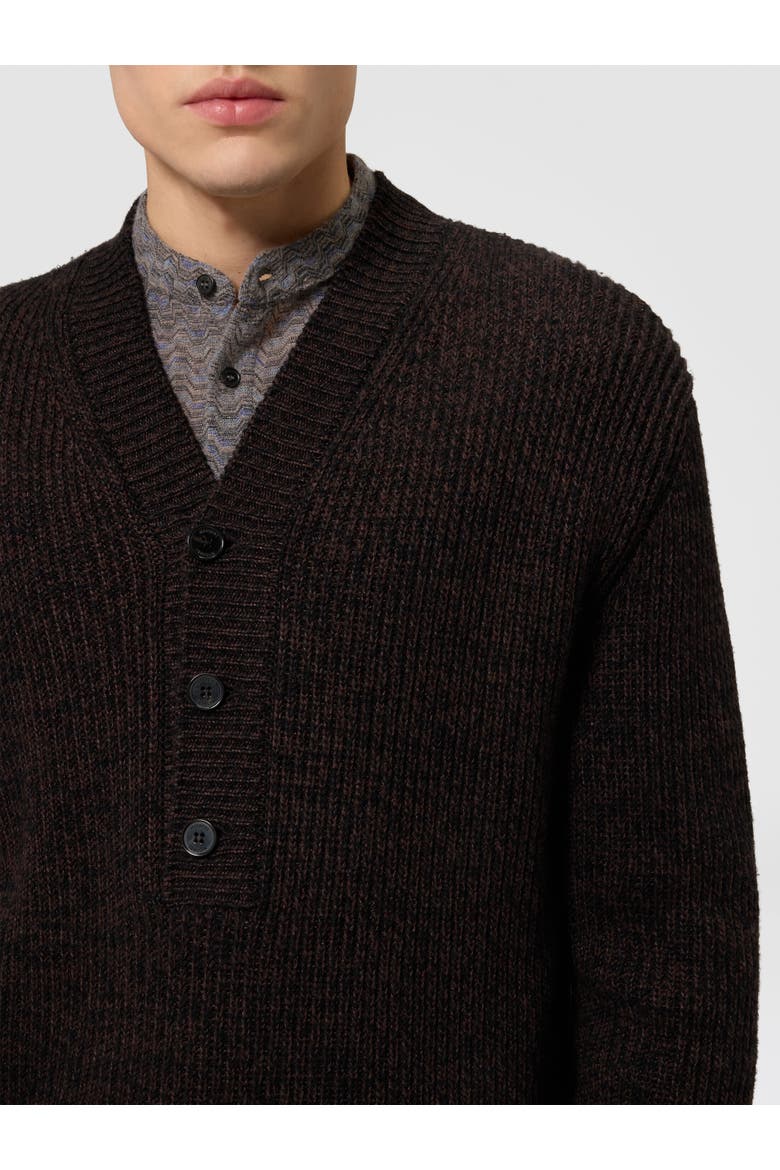Wool And Viscose Mélange V-neck Pullover, Alternate, color, Brown